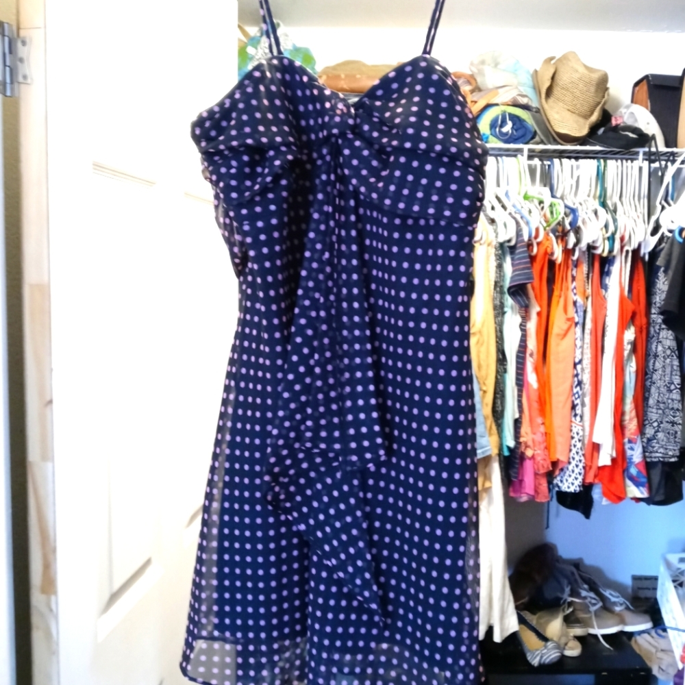 Pink and black polka dot dress